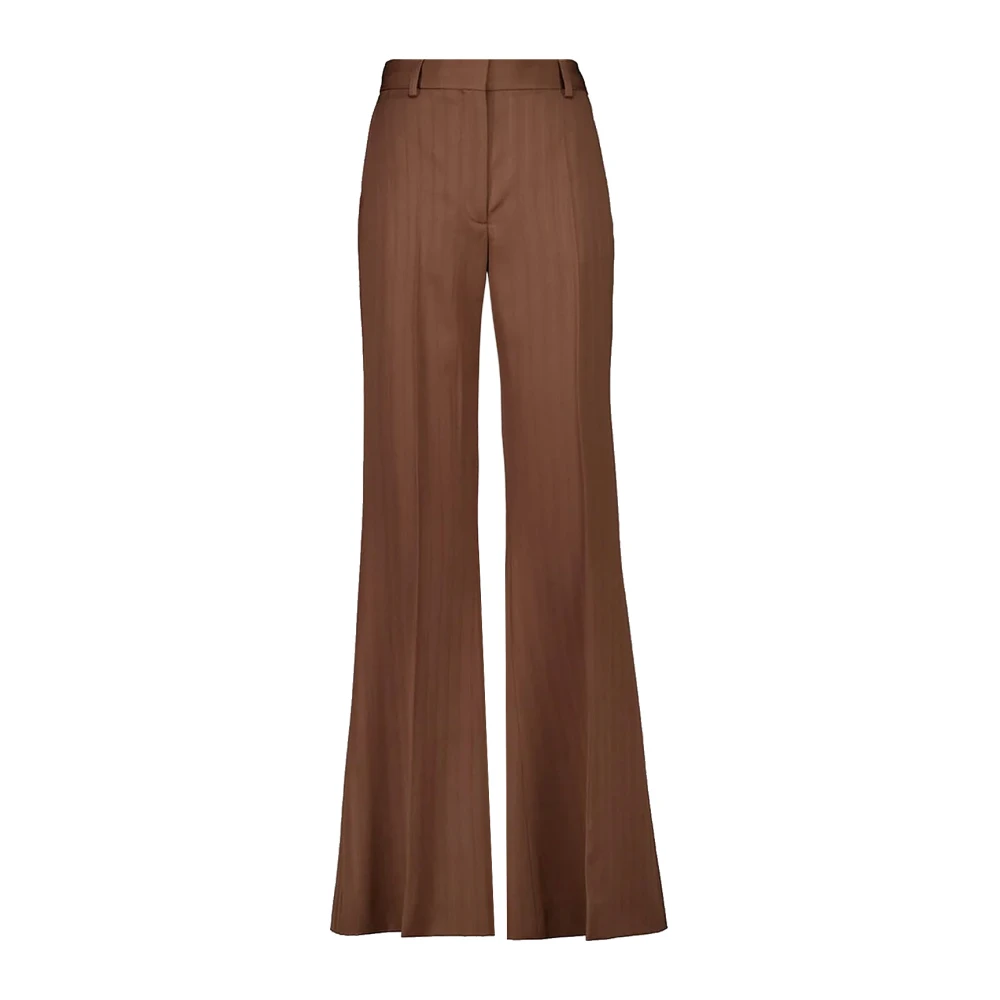 Stella Mccartney Women's Brown Wide Trousers, 2XS, Wool Flared Leg Trousers