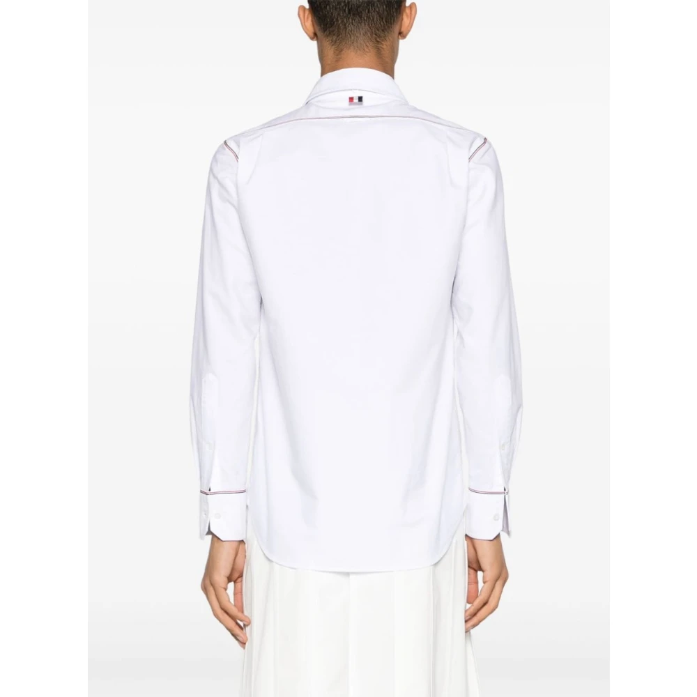 Thom Browne Witte Oxford Overhemd met Gestreepte Rand White Heren