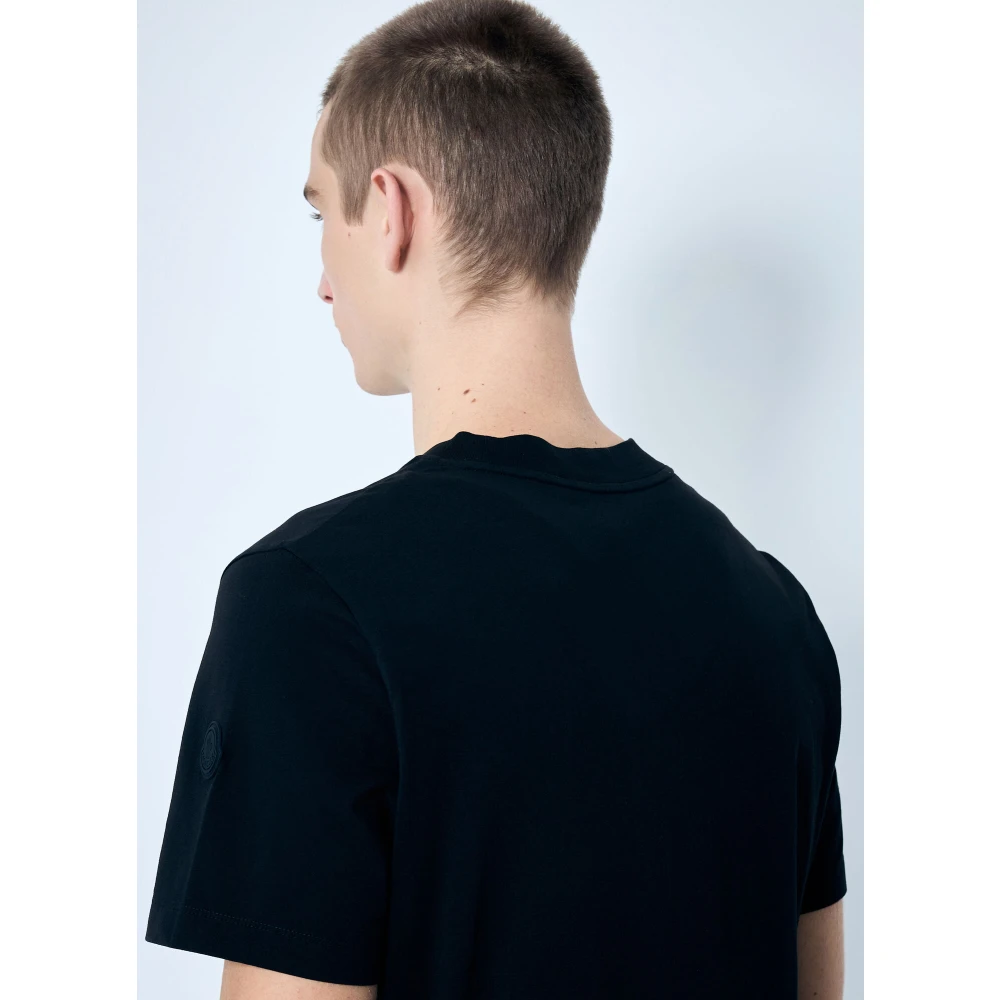 Moncler Katoenen Jersey Logo Applique T-Shirt Black Heren