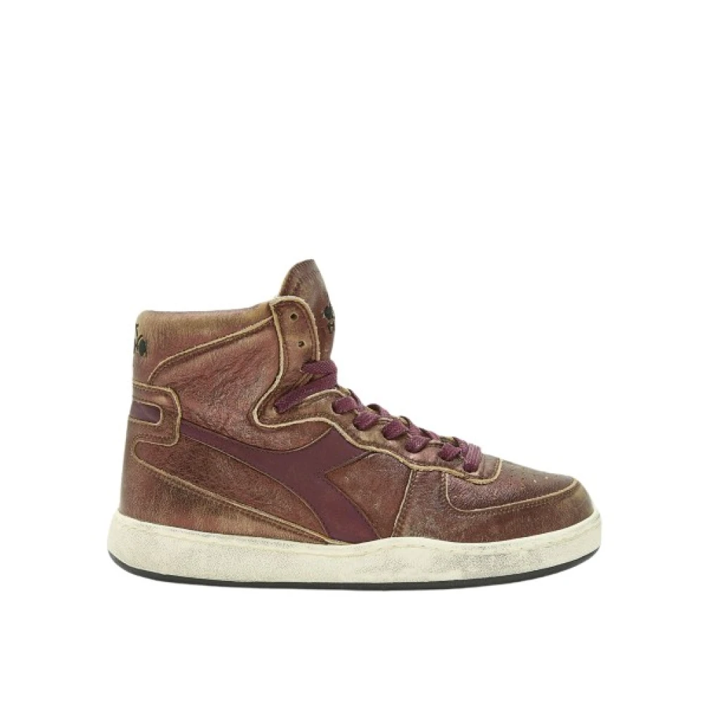 Diadora Metallic Leren High-Top Sneakers Dames Schoenen Bruin