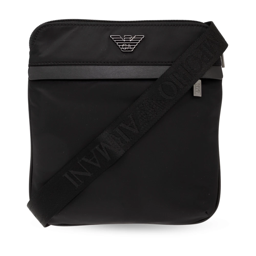 Emporio Armani Men's Black Cross Body Messenger, One Size, Crossbody Bag