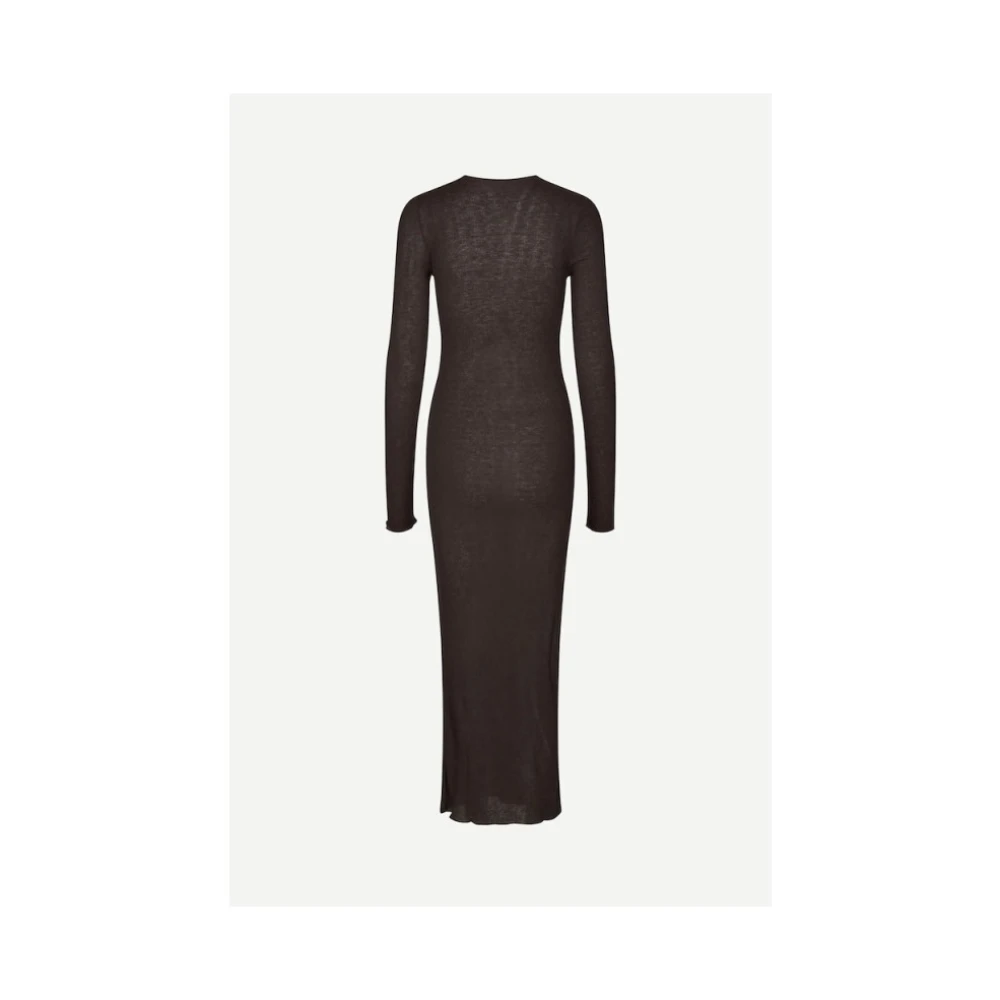 Samsøe Maxi jersey jurk met knoopsluiting Brown Dames