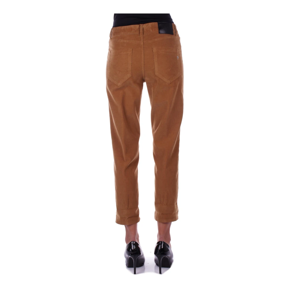 Dondup Bruine Slim Fit Broek met Zijlogo Brown Dames