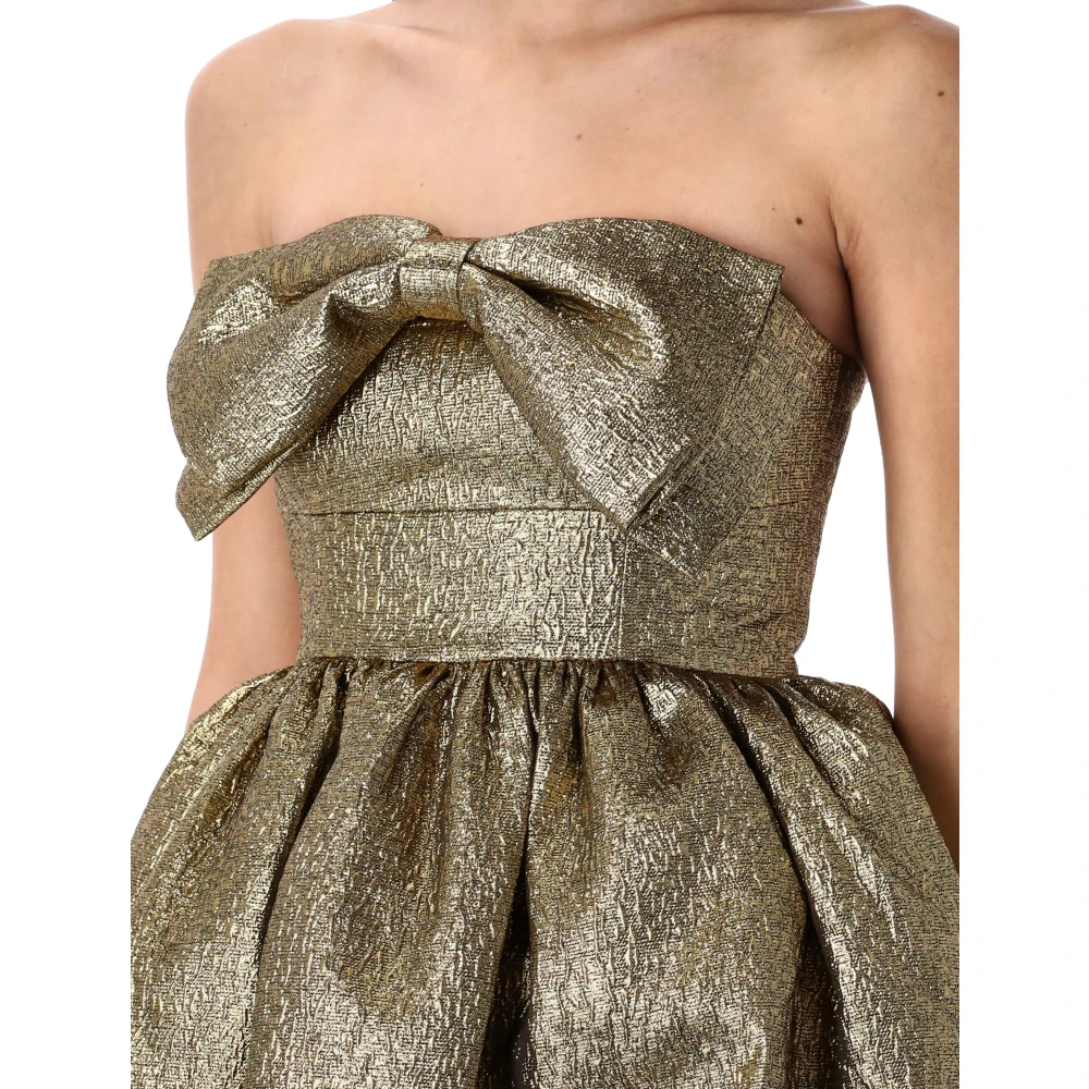 Self Portrait Metallic Jacquard Mini Jurk Goud Yellow Dames