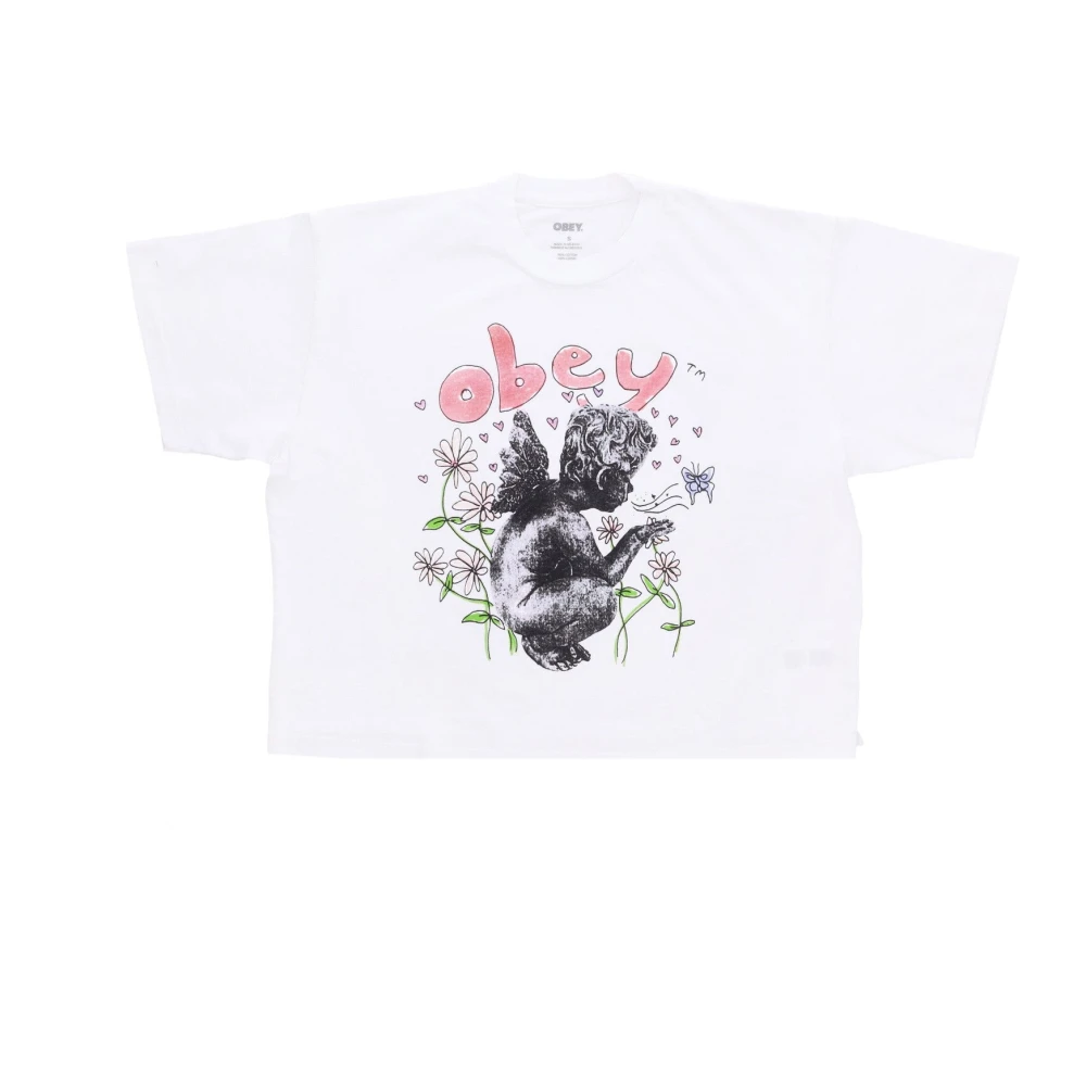 Obey Paarse Bloem Tuinkabouter Crop Tee Purple Dames