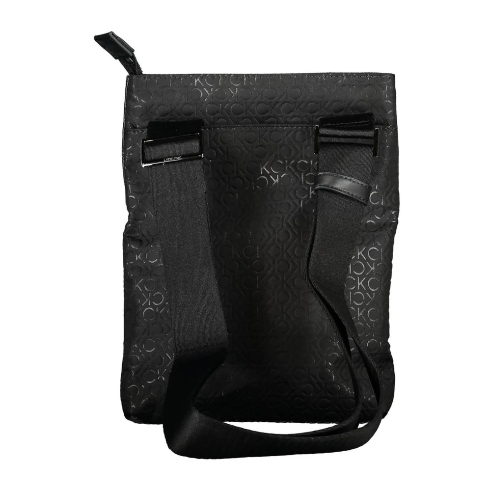 Calvin Klein Zwarte polyester schoudertas met zakken Black Heren