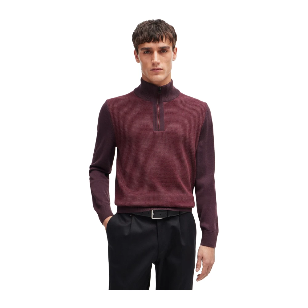 Hugo Boss Bordeaux Sweater Stijlvolle Mode Trend Red Heren