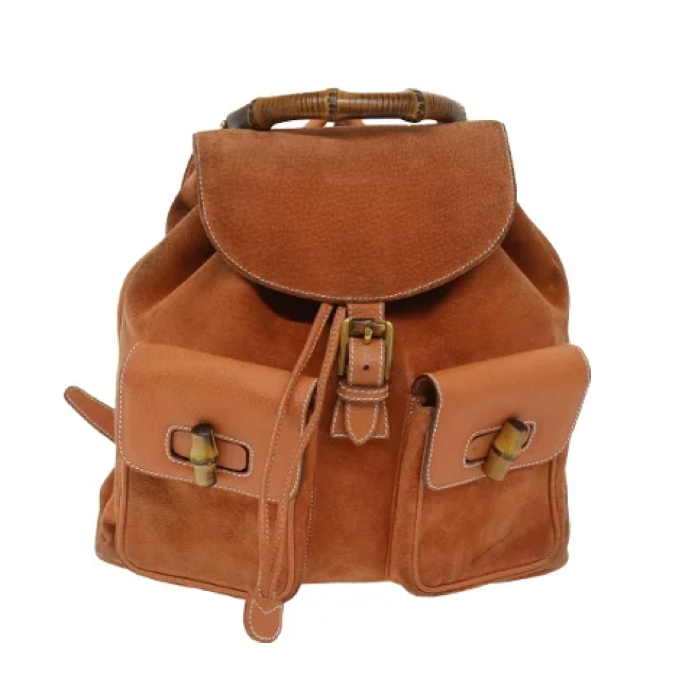 Gucci Vintage Pre-owned Suede backpacks Brown Unisex