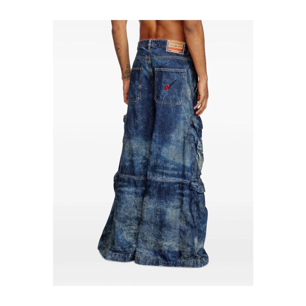 Diesel Denim Cargo Broek Unisex Indigo Blauw Blue Dames