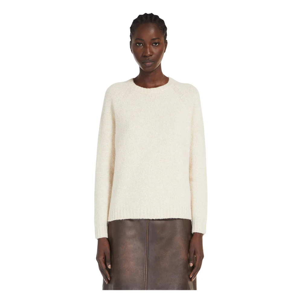 Max Mara Weekend Beige Crewneck Alpaca Katoen Sweater Beige Dames