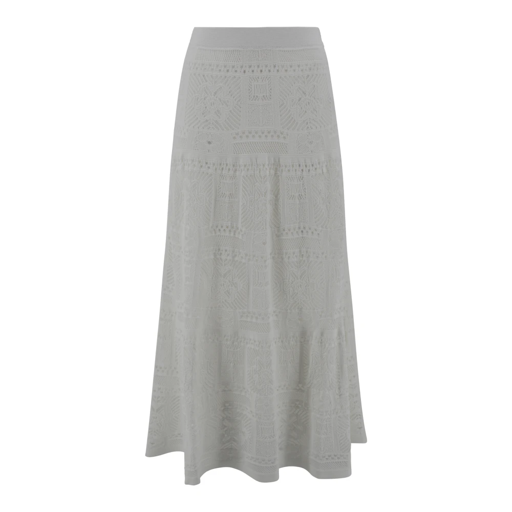 D.Exterior Patchwork Geborduurde Wijde Lange Rok White Dames