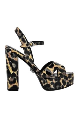 Lackskinn Sandaler Höga Klackar Leopard