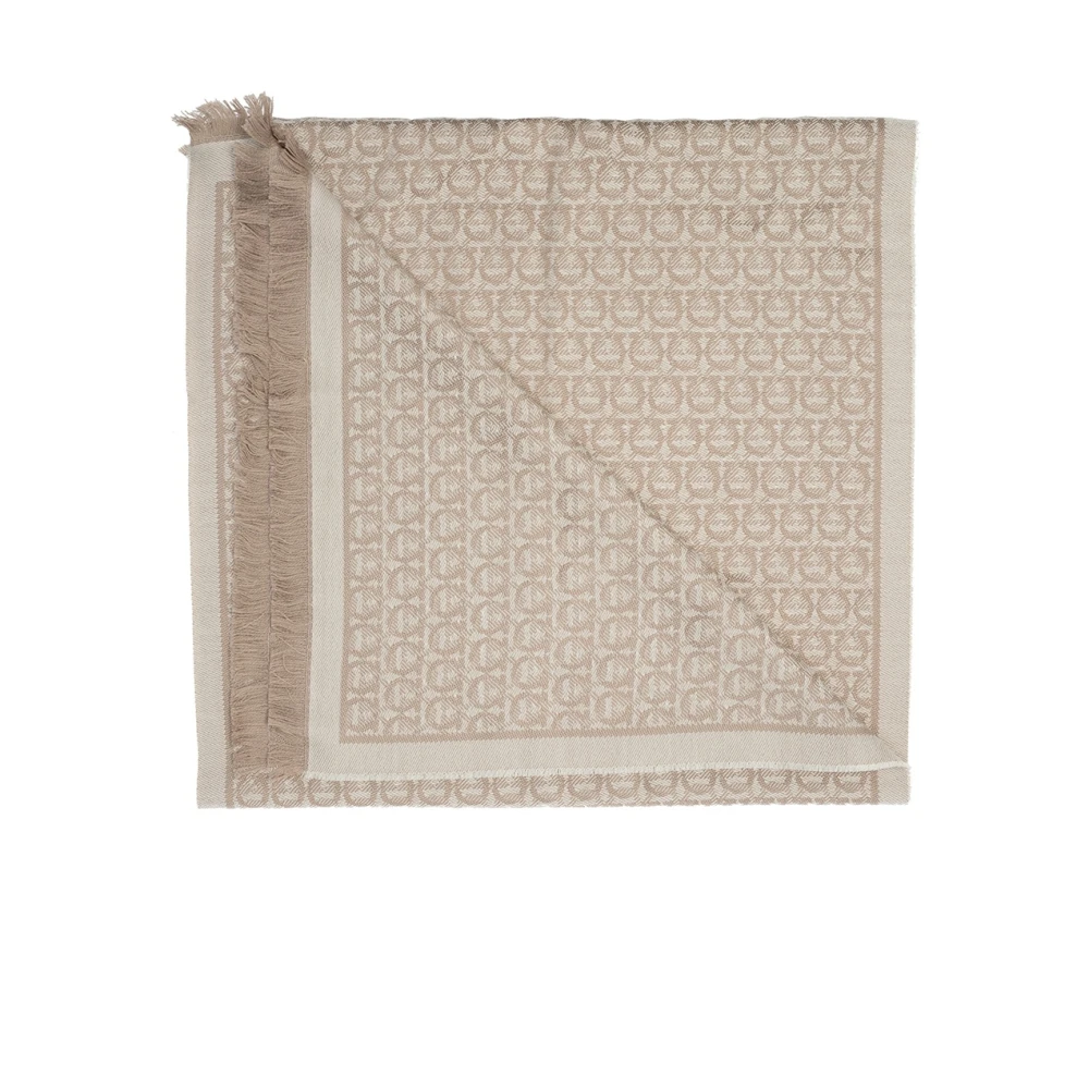 Ferragamo Donna Beige Sciarpa In Lana Gancini - Immagine 2