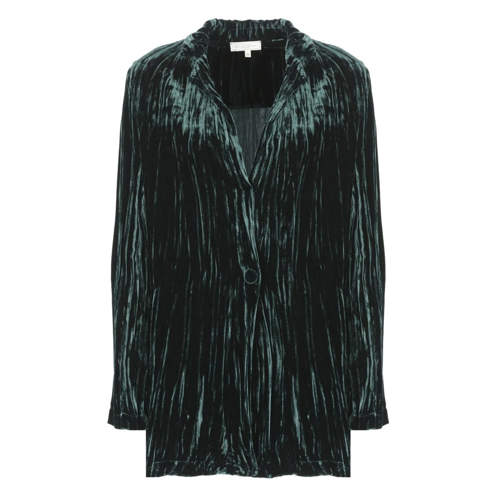 Antonelli Firenze Groen Fluweel Blazer met Reverskraag Green Dames