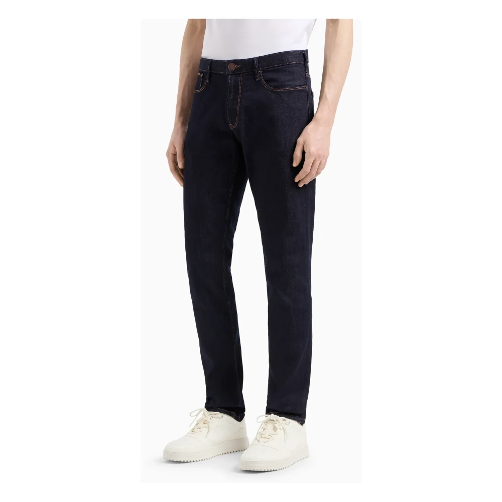 Emporio Armani Donkerblauwe Jeans met Contraststiksels Blue Heren