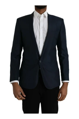Blå Slim Fit Blazer En Knapp