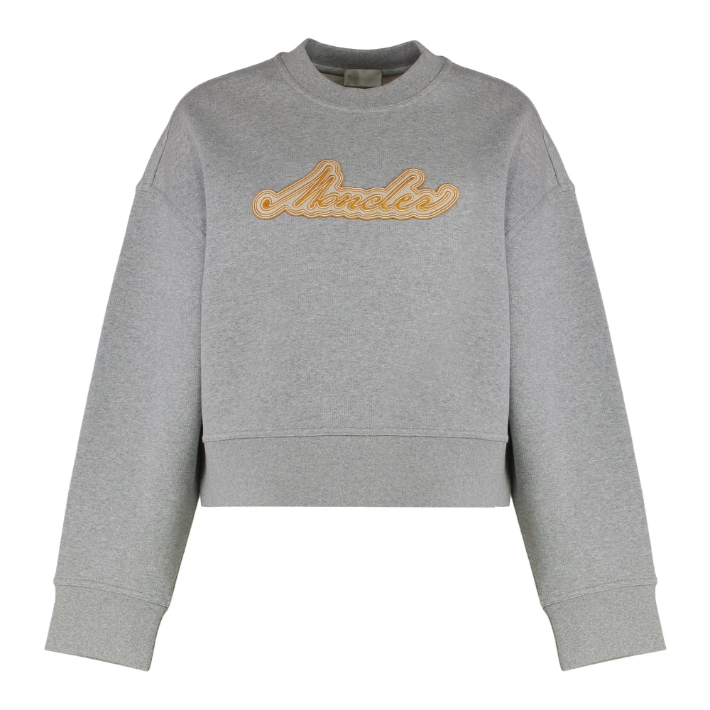 Moncler Gray Sweatshirts, Female, L, Crew Neck Sweatshirt