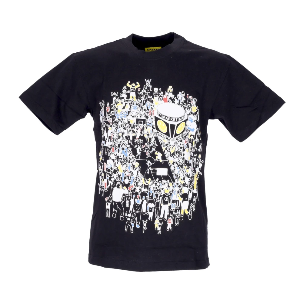 Market Basketbalspel Tee met Smiley Print Black Heren