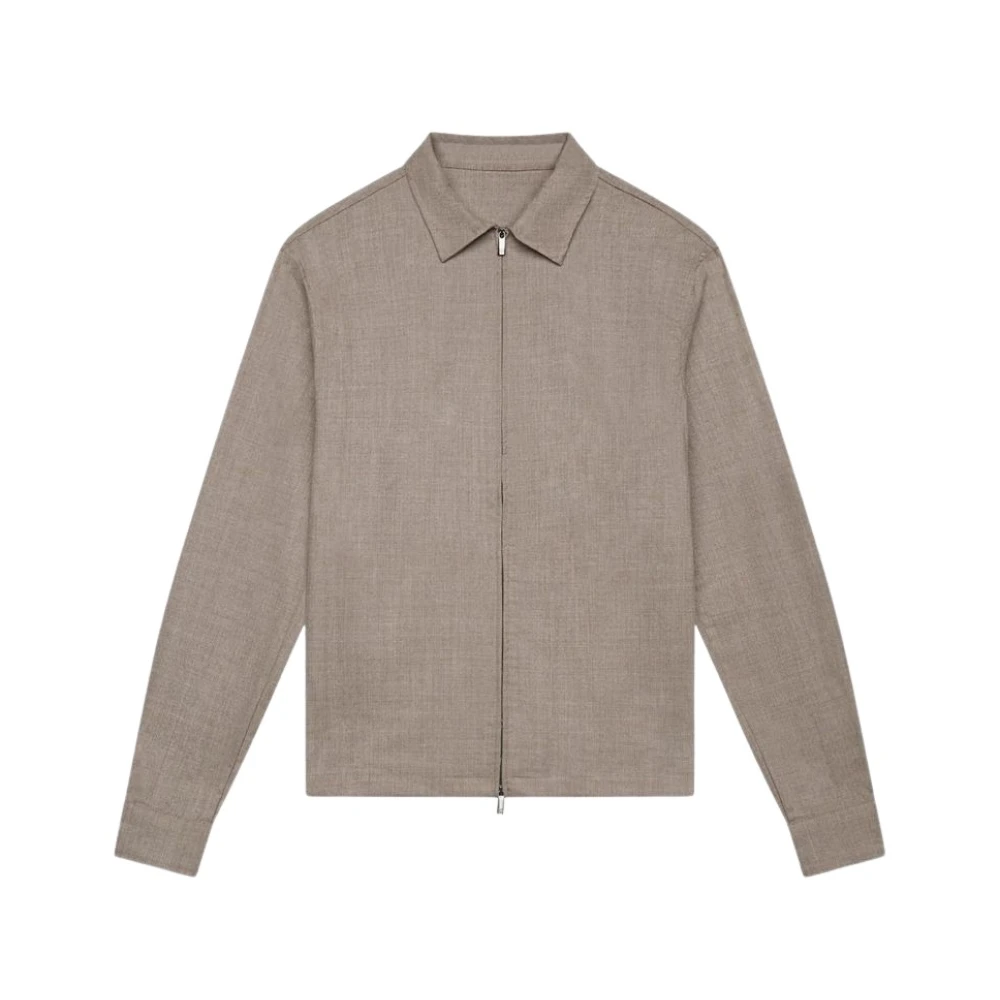 Valenza Mannelijk Beige Jassen Heren, L, Flanellen Stretch Overshirt