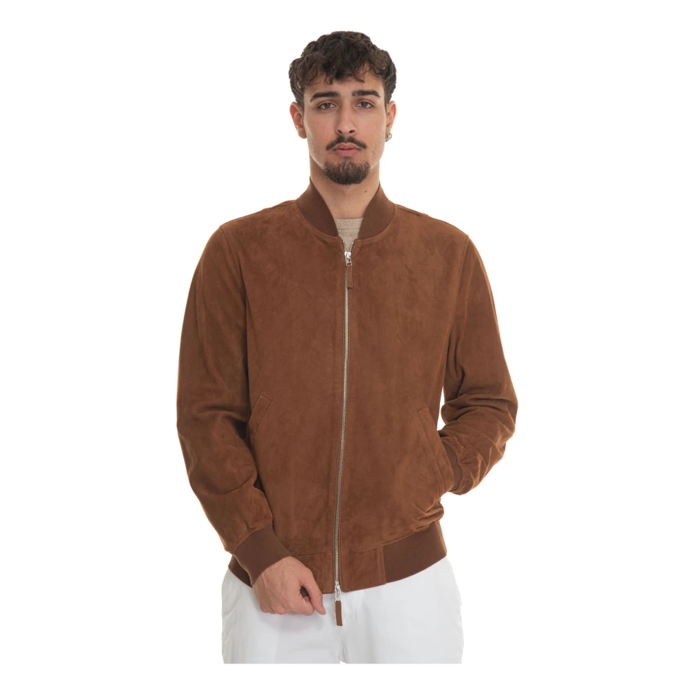 P0L037 leather harrington jacket