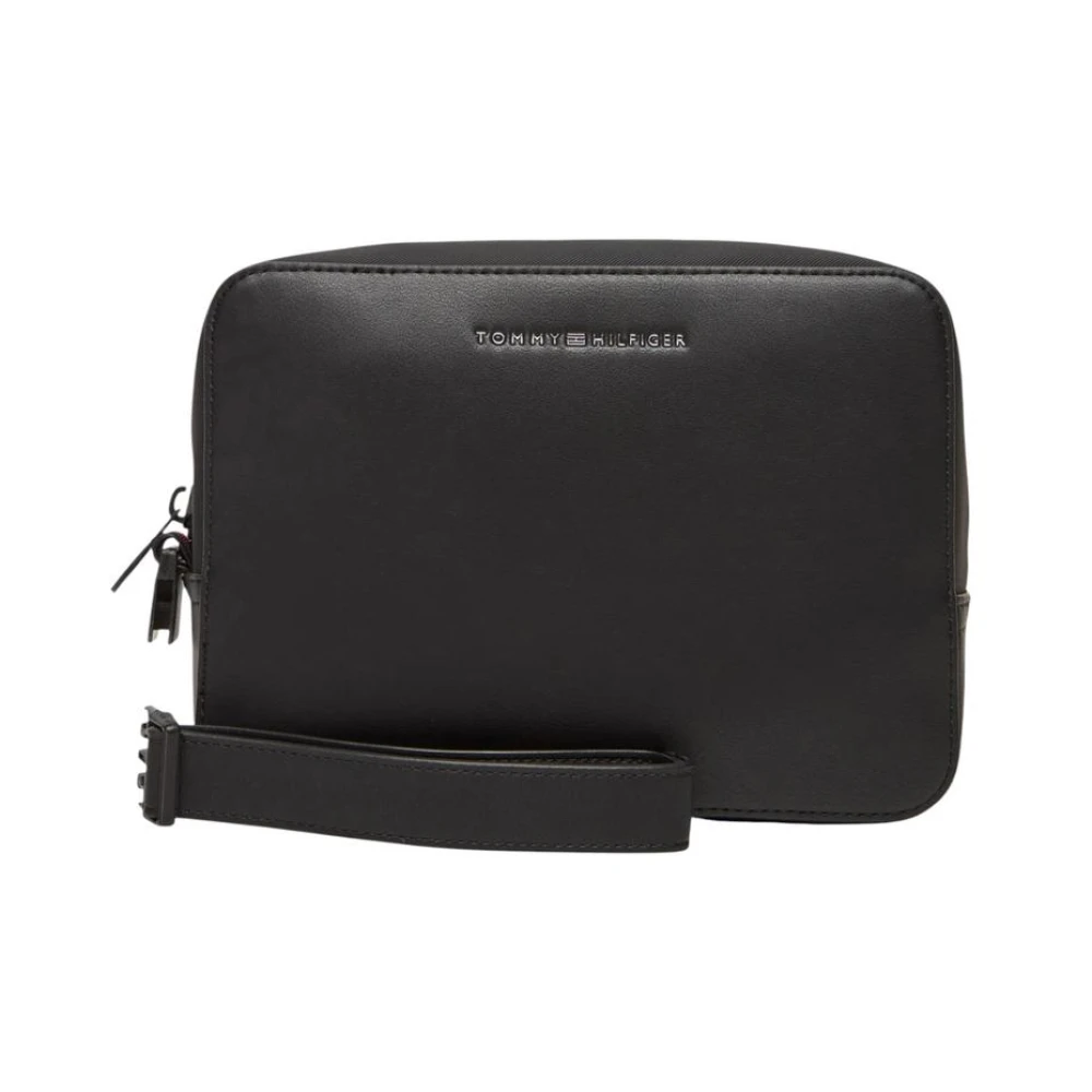 Tommy Hilfiger Men's Black Polyurethane Bag With Zip Fastening