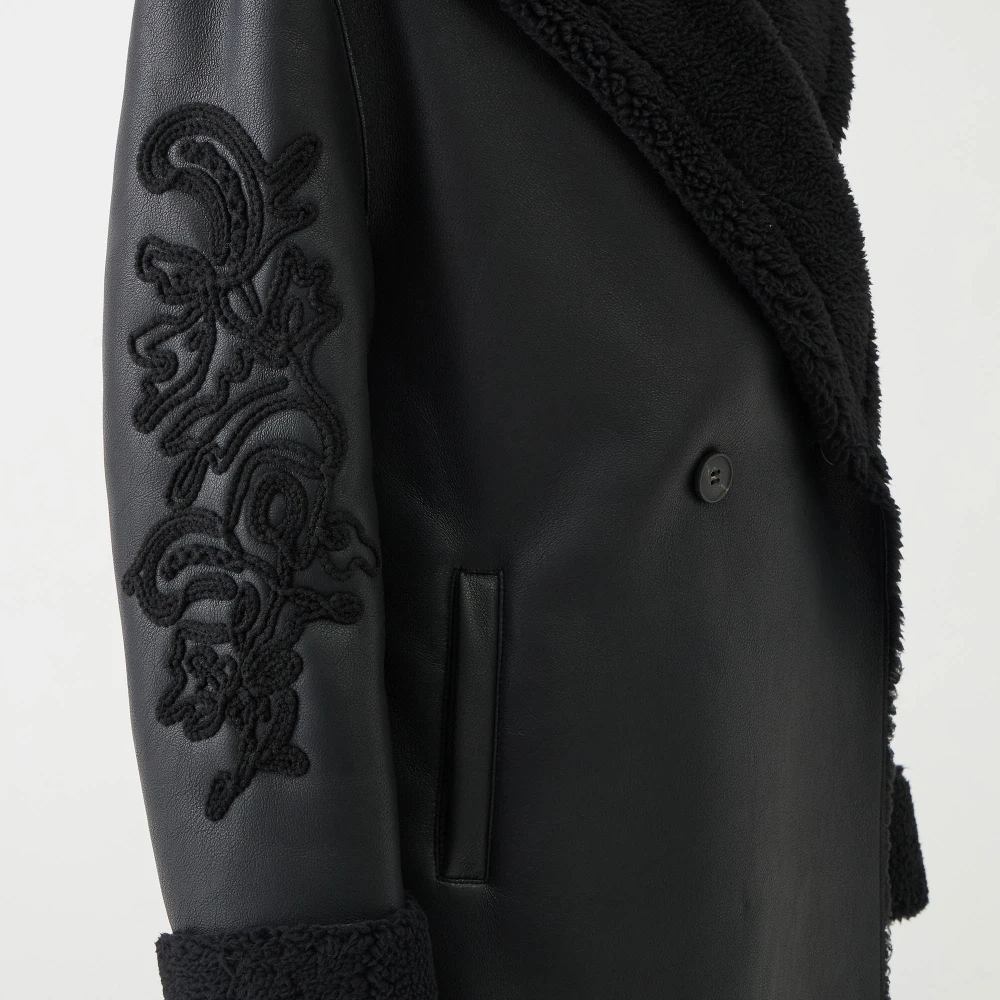 Ermanno Scervino Zwarte Geborduurde Jas Dubbel-Breasted Stijl Black Dames