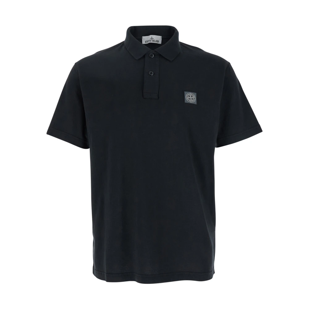 Stone Island Zwart Poloshirt met Logopatch Black Heren