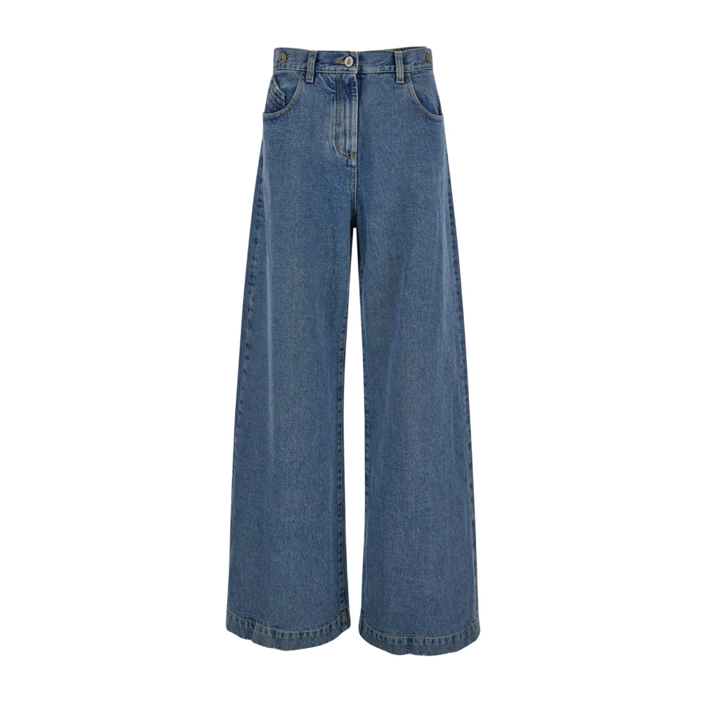 The Attico Blauwe Denim Five-Pocket Jeans Regular Fit Blue Dames