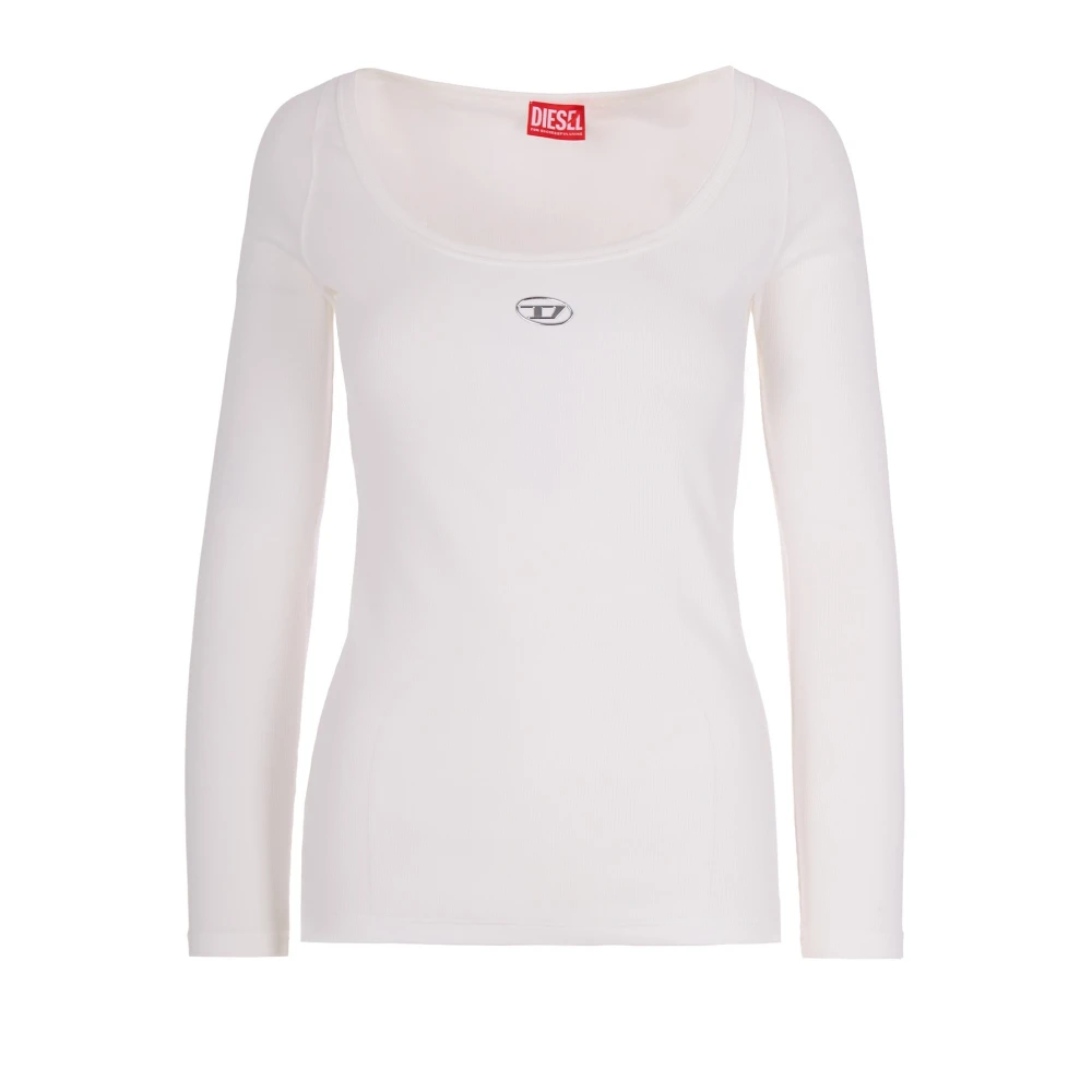 Diesel Women's White Long Sleeve Tops - Long Sleeve T-Shirts - L - Tops