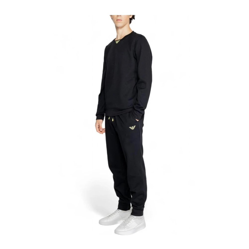 Emporio Armani Zwarte katoenen sweatsuit Mannen Collectie Black Heren