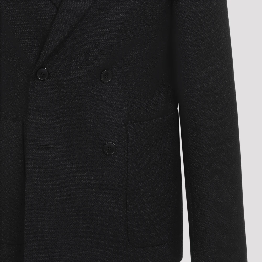 Dries Van Noten Klassieke Zwarte Wollen Jas Black Heren