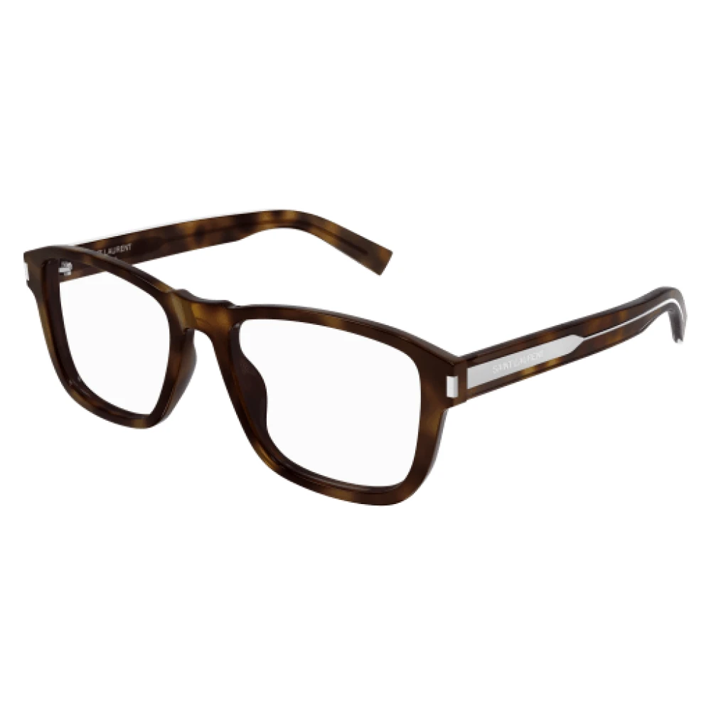 Saint Laurent Rektangulära optiska glasögon i Havana Tortoise Brown, Unisex