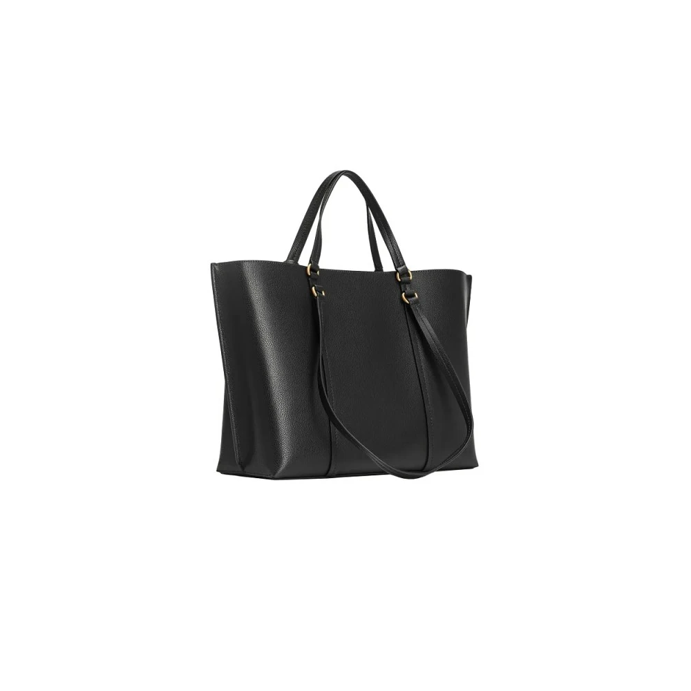 pinko Zwarte leren shopper tas met afneembare hanger Black Dames