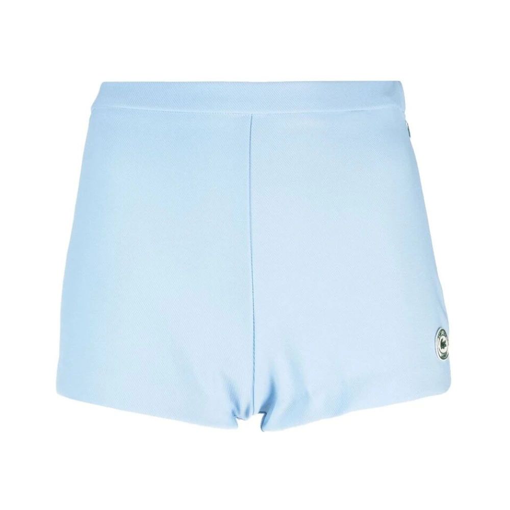 Sporty & Rich Logo-Patch Mini Shorts Blue Dames