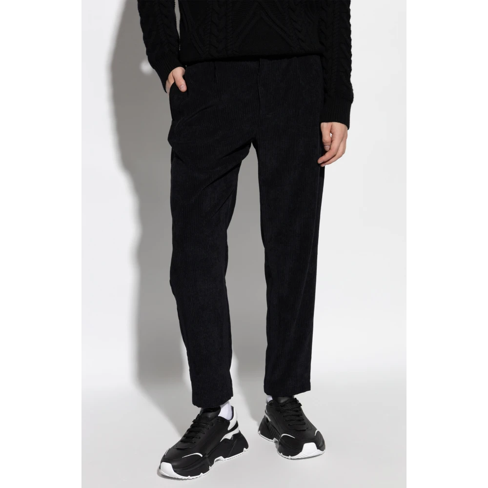 Dolce & Gabbana Ribfluwelen broek Black Heren