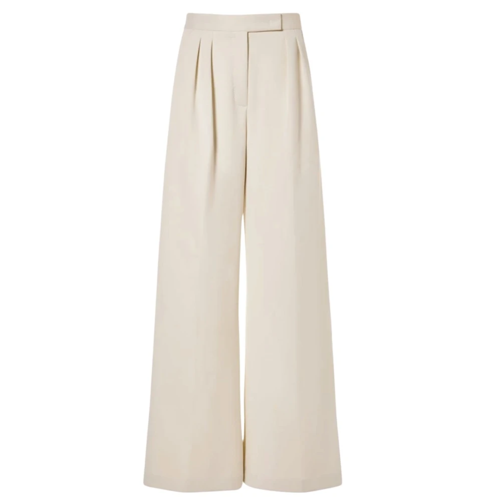 Max Mara Hög Midja Breda Ben Byxor Beige, Dam