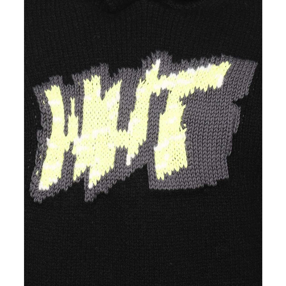 Off White Gebreide hoodie met borduursel Black Heren