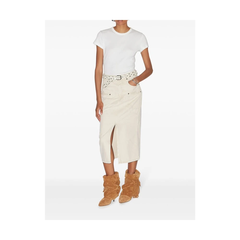 Isabel marant Ecru Denim Rok met Zakken Beige Dames
