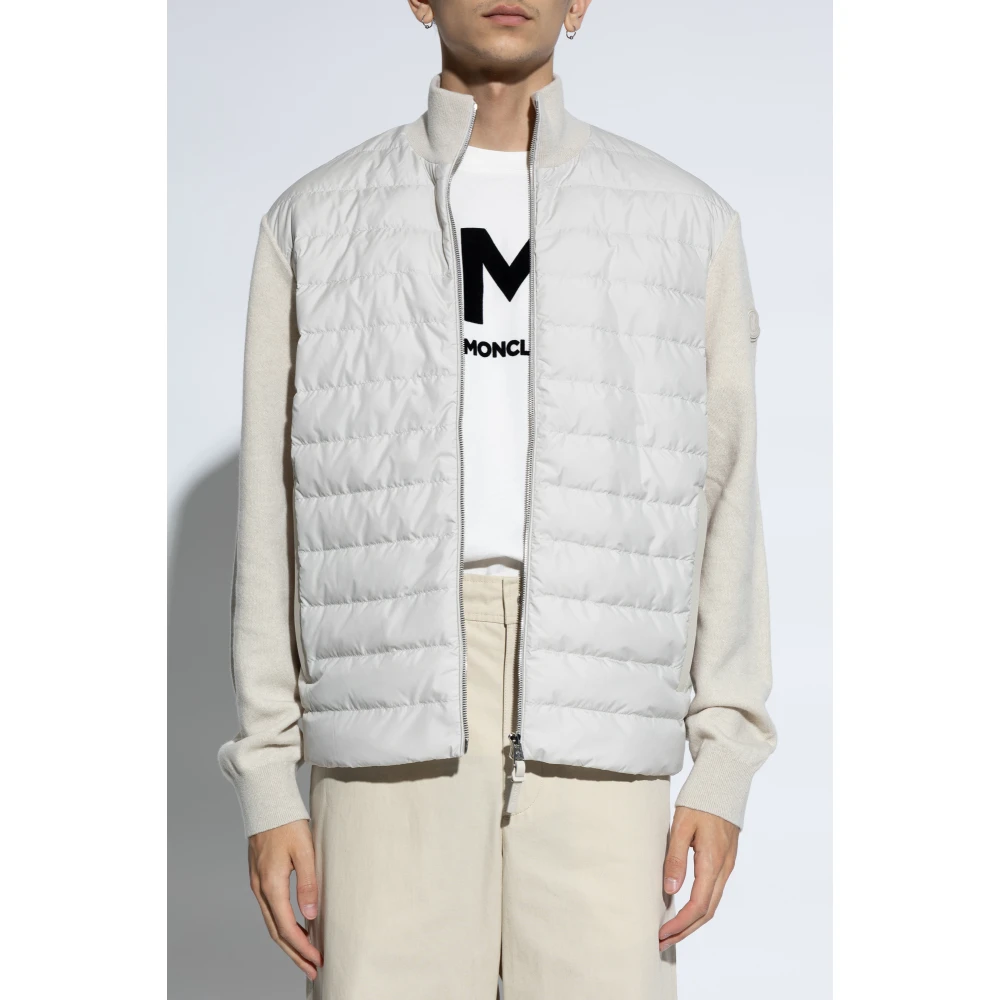 Moncler Cardigan met gewatteerde voorkant Beige Heren