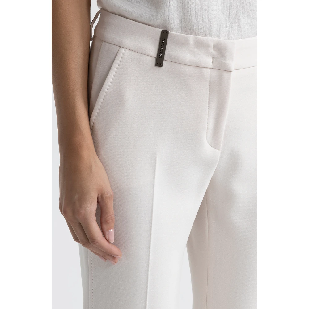 PESERICO Iconic 4718 stretch viscose dubbel geweven broek Beige Dames