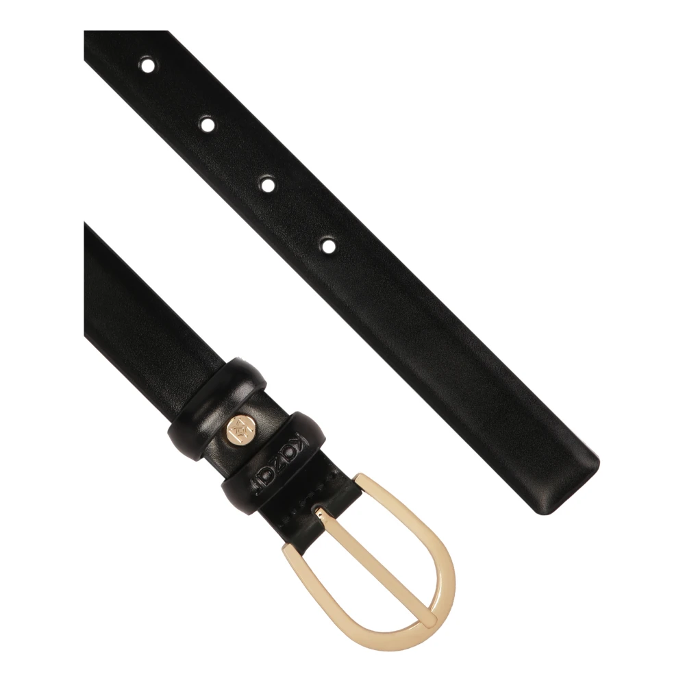 Kazar Smalle zwarte riem met afgeronde gesp Black Dames
