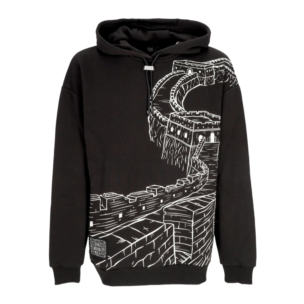 Dolly Noire Chinese Muur Outline Hoodie Zwart Wit Black Heren