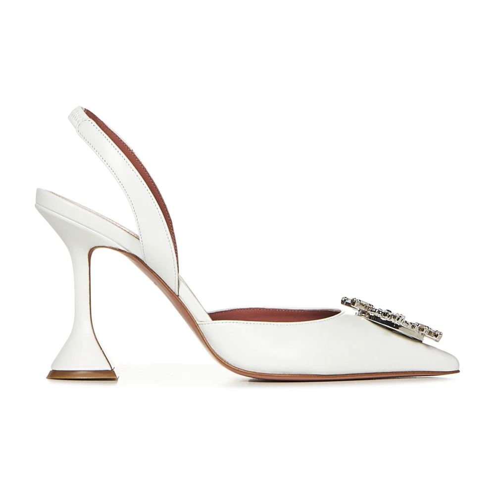 Amina Muaddi Femme Blanc Chaussures, Taille: 38 Eu Escarpins S Ornés De Cristaux