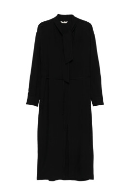black-tie-neck-long-sleeves-dress