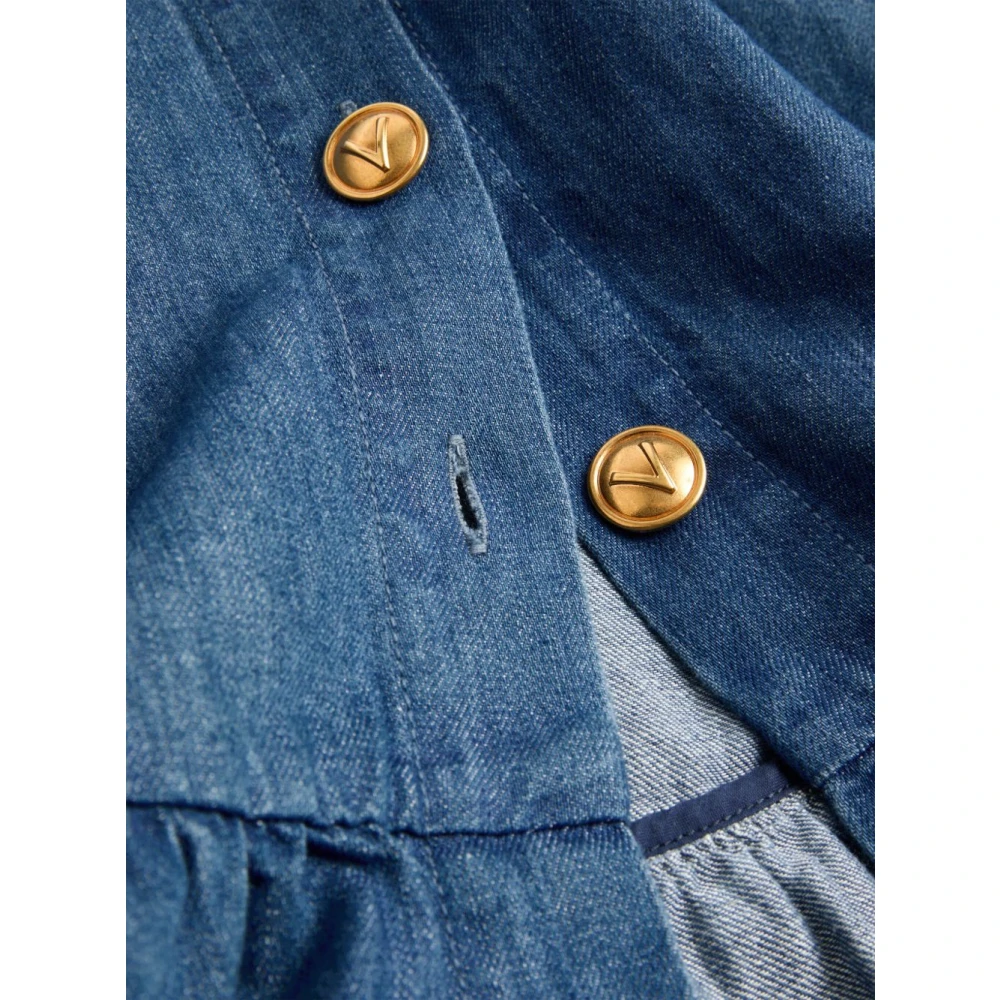 Valentino Blauwe Rok met Voorknoopsluiting Blue Dames