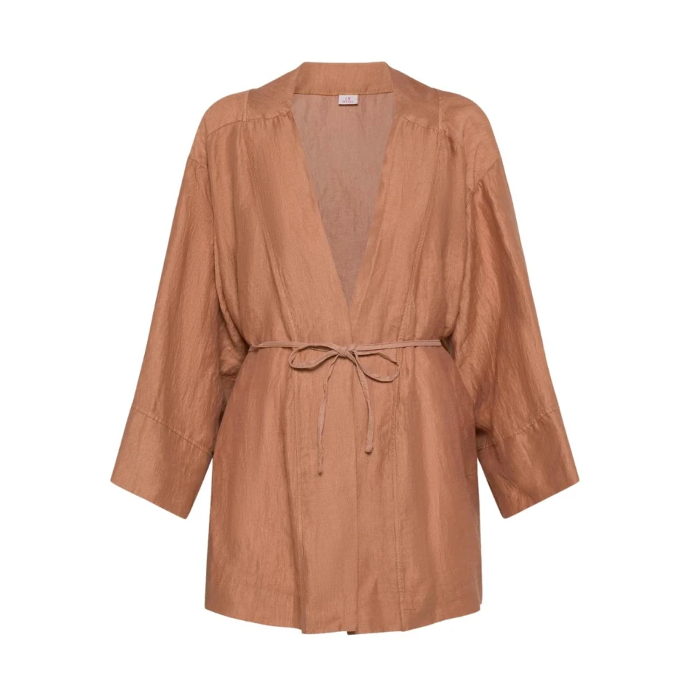 Deha Women's Brown Linen-Blend Kimono