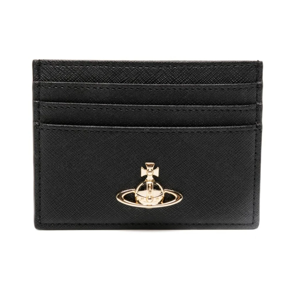Vivienne Westwood Zwarte Faux Leren Portemonnee met Orb Plaque Black Dames