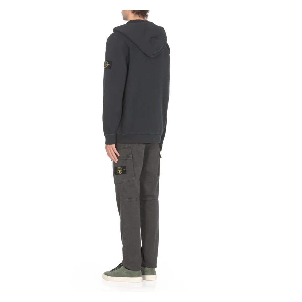 Stone Island Blauwe Katoenen Hoodie met Rits Blue Heren