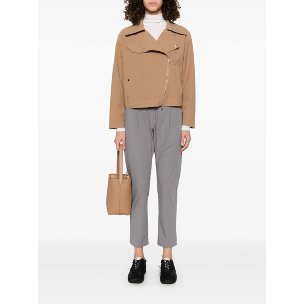 Herno Camel Bikerjack met Italiaanse Kraag Brown Dames