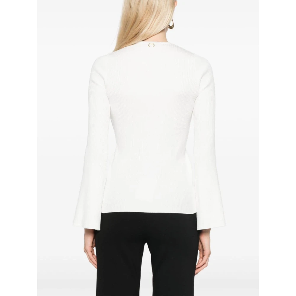 Twinset Geribbelde V-hals Sweaters Room Beige Dames